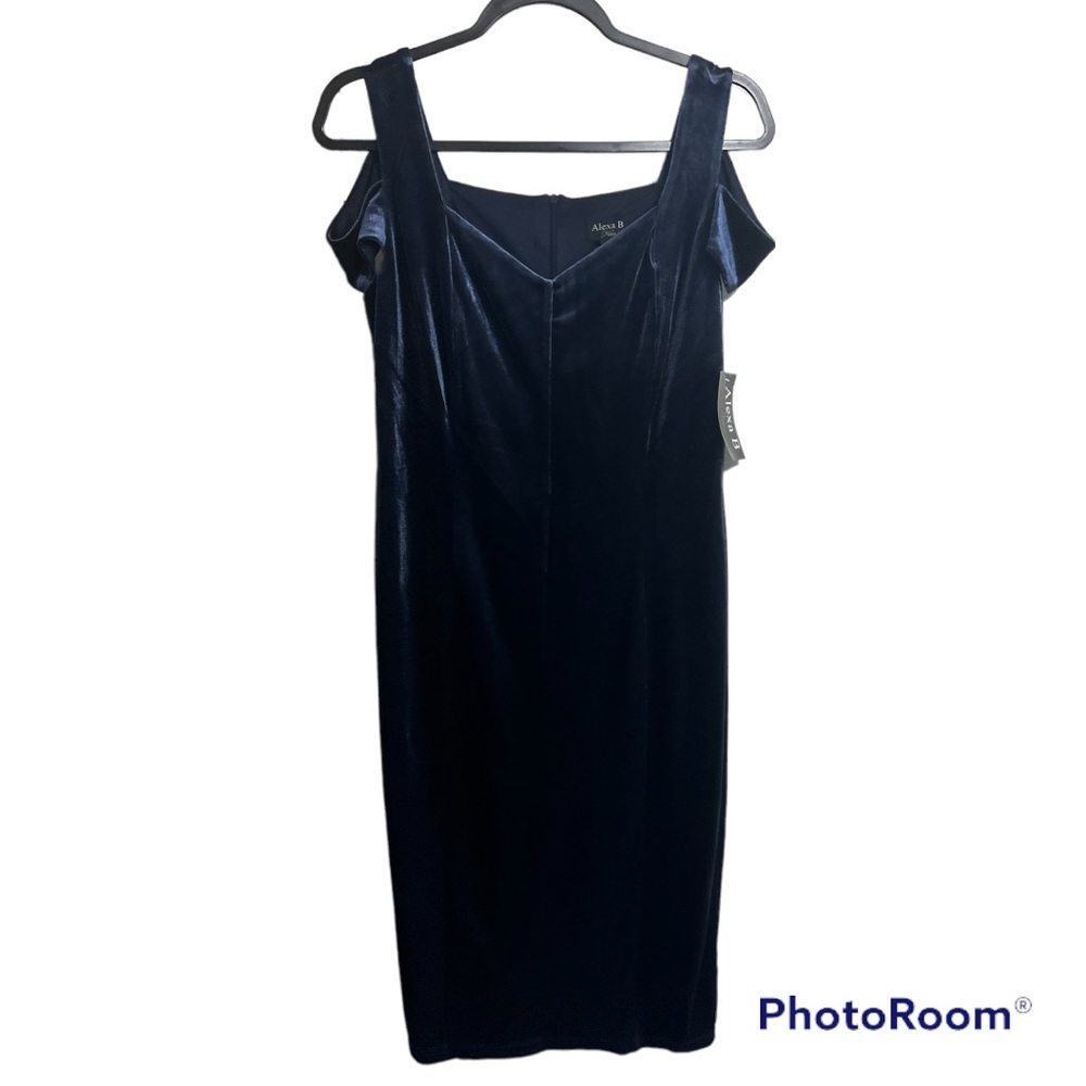NWT Alexa B Nites Navy Velvet Dress 10